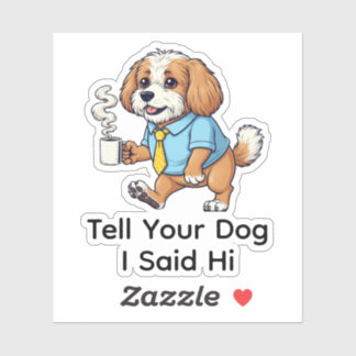 Sticker Funny Puli Dog Business Suit Coffee 