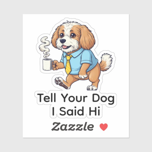 Sticker Funny Puli Dog Business Suit Coffee  (Feuille)