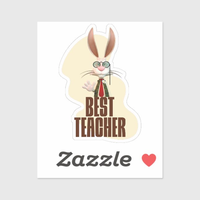 Sticker Funny Rabbit meilleur enseignant (Feuille)