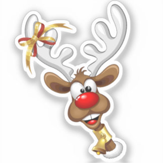 Sticker Funny Reindeer Peeking Christmas Meme 