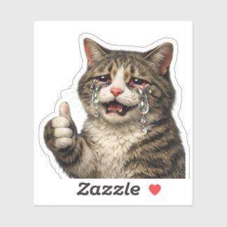 Sticker Funny Relatable Crying Kitty Meme