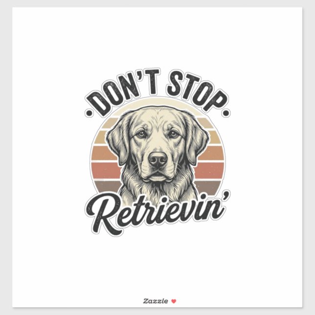 Sticker Funny Retriever Dog Vintage Gravure Graphique Tee_ (Feuille)