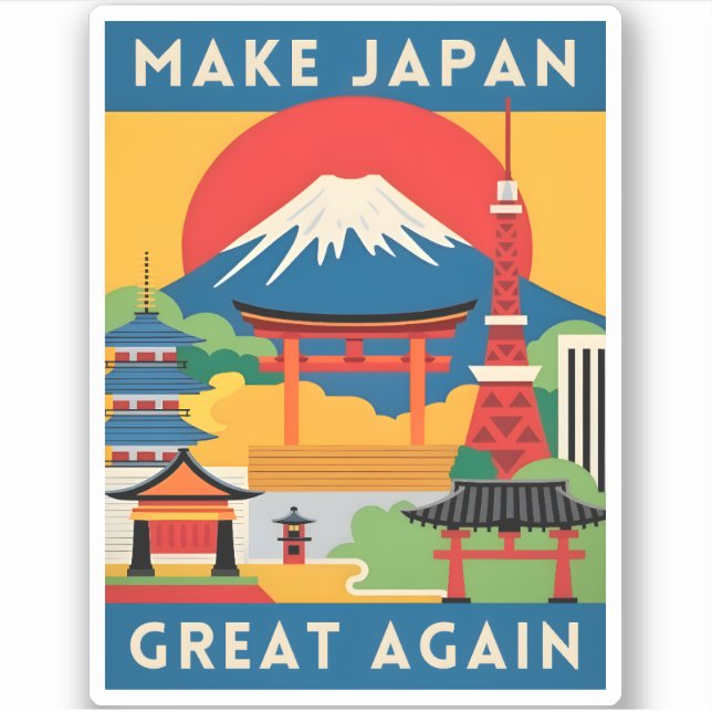Sticker Funny Retro Travel Japon Humour touristique (Devant)