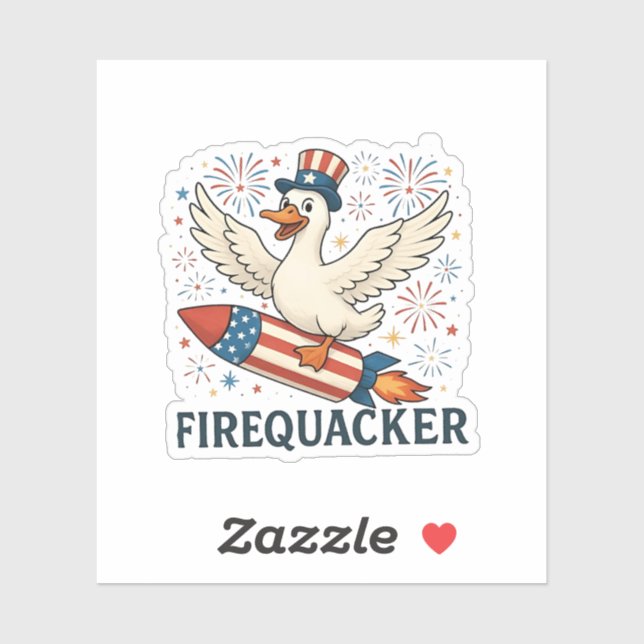 Sticker Funny Rubber Duck USA Patriotic Firequacker 4e (Feuille)
