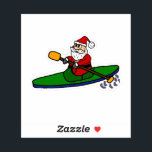 Sticker Funny Santa Claus Kayaking Christmas<br><div class="desc">Cool fun cute Santa Claus in Kayak Christmas design is popular with kayakers and Santa Claus lovers and nature lovers during Christmas holidays.</div>