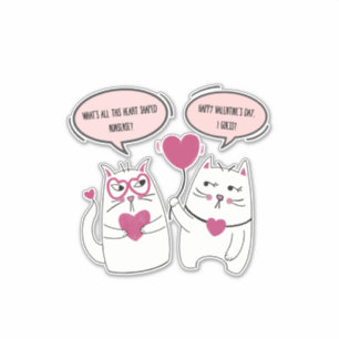 Sticker Funny Sarcastique Valentines Jour Chat Couple