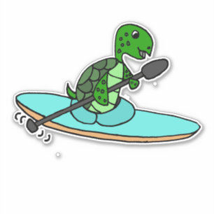 Sticker Funny Sea Turtle Kayaking