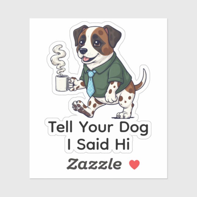 Sticker Funny  St. Bernard Dog Business Suit Coffee  (Feuille)