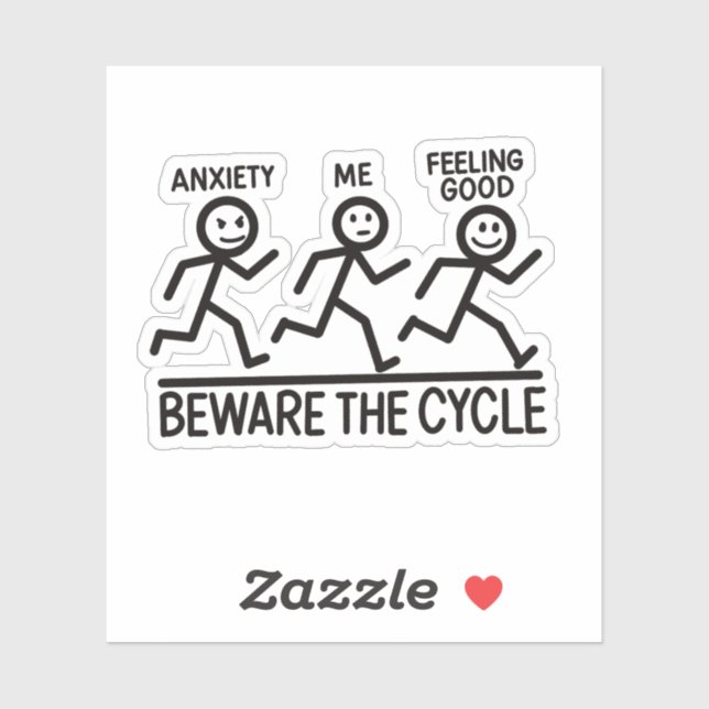 Sticker Funny Stickman Anxiety Mental Health Reminder (Feuille)