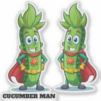 Sticker Funny Superhero homme de concombre