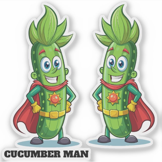 Sticker Funny Superhero homme de concombre (Devant)