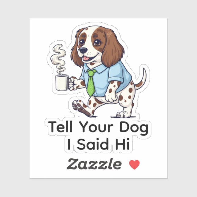 Sticker Funny Sussex Spaniel Dog Business Suit Coffee  (Feuille)