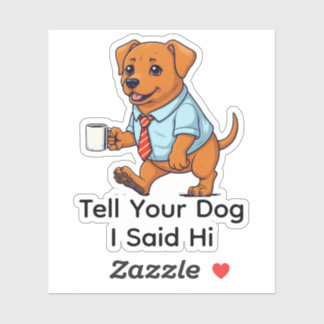Sticker Funny Toller Retriever Dog Business Suit Coffee 
