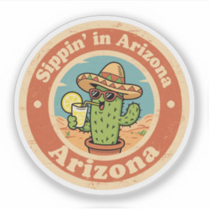 Sticker Funny Vintage Arizona Sippin Cactus
