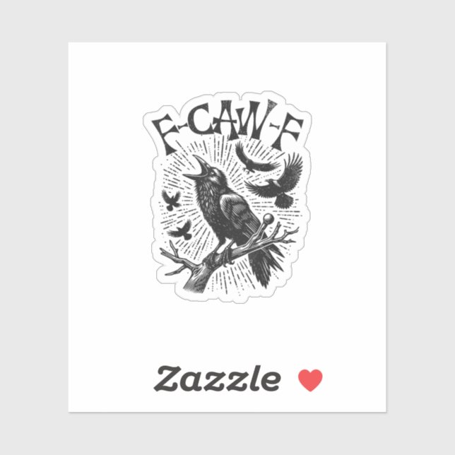 Sticker Funny Vintage Crow F-Caw-F (Feuille)