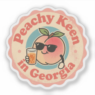 Sticker Funny Vintage Peachy Keen en Georgia Peach