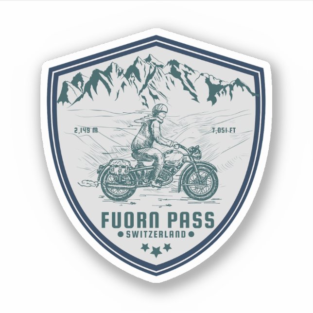 Sticker Fuorn Pass-Ofenpass Suisse - Alpes tour moto (Devant)