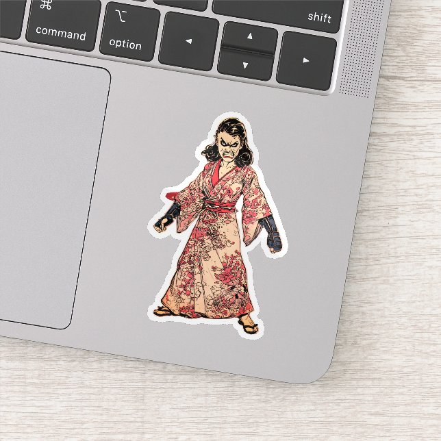 Sticker Furie dans un Kimono, Vintage, Drôle cadeau (Détail)