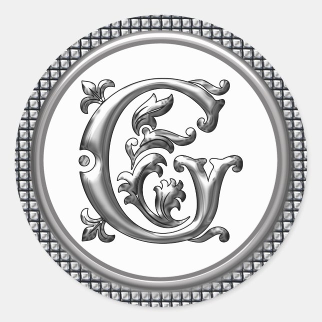 Sticker G rond initial en argent (Devant)