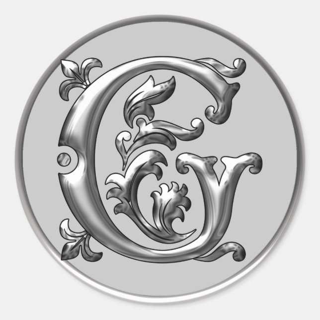 Sticker G rond initial en argent (Devant)