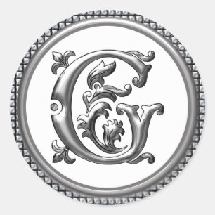Sticker G rond initial en argent