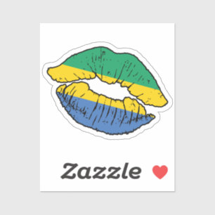 Sticker Gabon Drapeau d'amour du bâton de lèvres gabonais