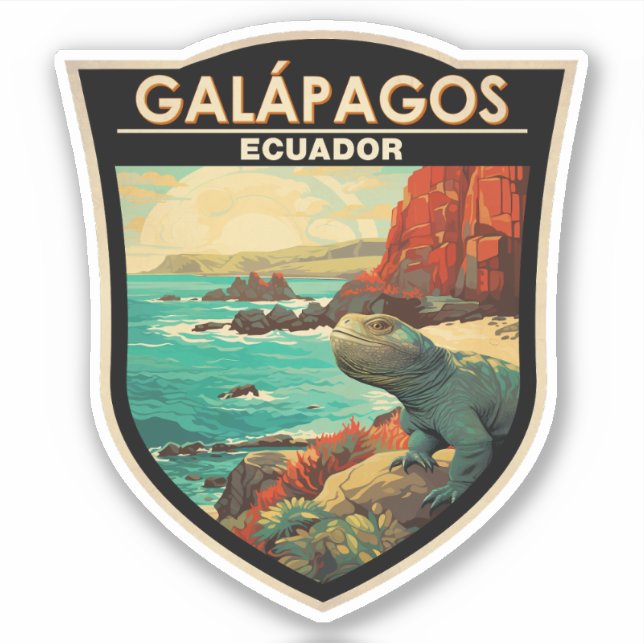 Sticker Galapagos Îles Voyage Art Vintage (Devant)