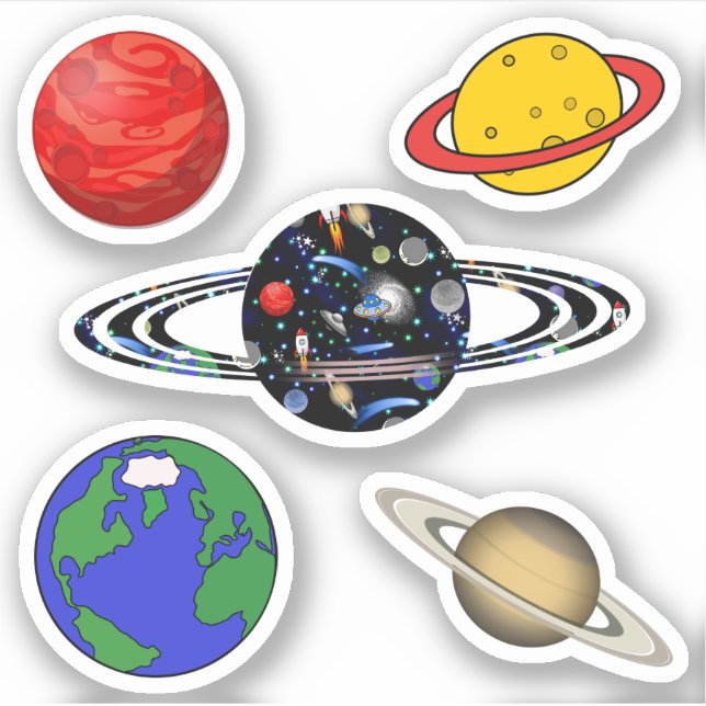 Sticker Galaxy Universe - Planètes Livre de rebuts (Devant)