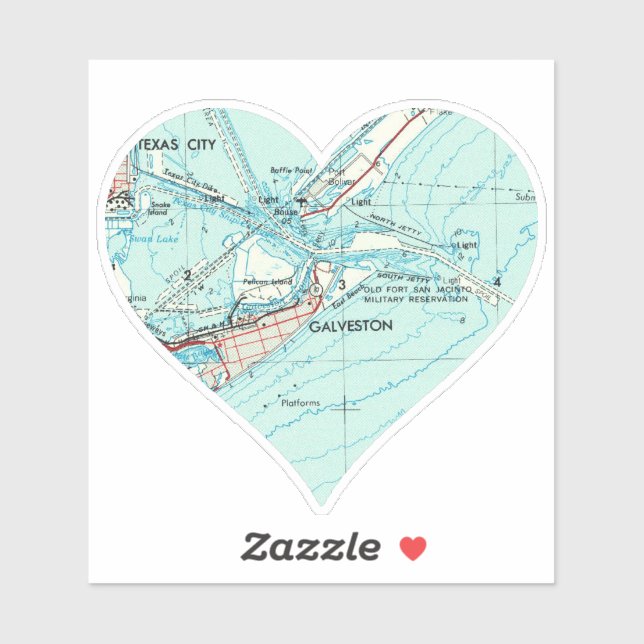 Sticker Galveston TX Vintage Topo (Feuille)