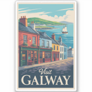 Sticker Galway Irlande Illustration Voyage Art Vintage