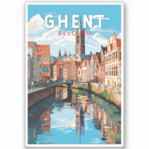 Sticker Gand Belgique Travel Art Vintage