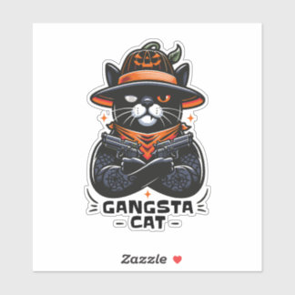 STICKER GANGSTA CAT HALLOWEEN