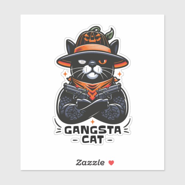 STICKER GANGSTA CAT HALLOWEEN (Feuille)
