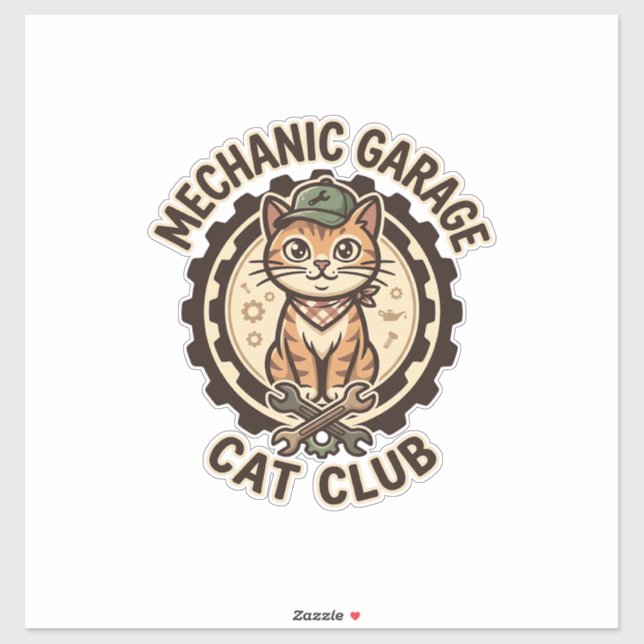 Sticker Garage Mécanique Chat POD Vector Art - Mécanique G (Feuille)