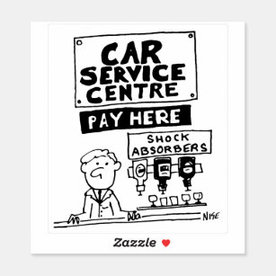 Sticker Garage Payment Desk a Shock Absorbers Cartoon.