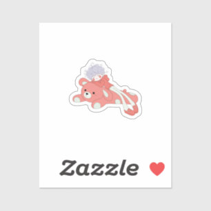 Sticker Garçon endormi avec un ours en peluche géant qui l