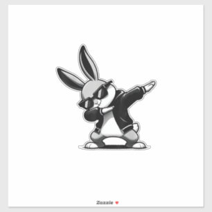 Sticker Garçon Enfant Jour de Pâques Dabbing Lapin Hip Hop