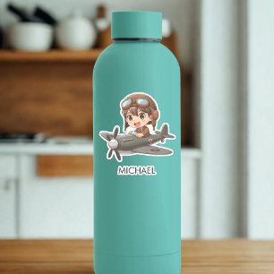 Sticker Garçon pilotant un avion Personnalisé pour enfants