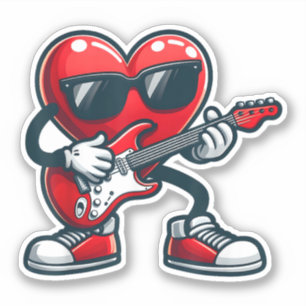 Sticker Garçon Toddler Coeur Jouant de la Guitare pour la
