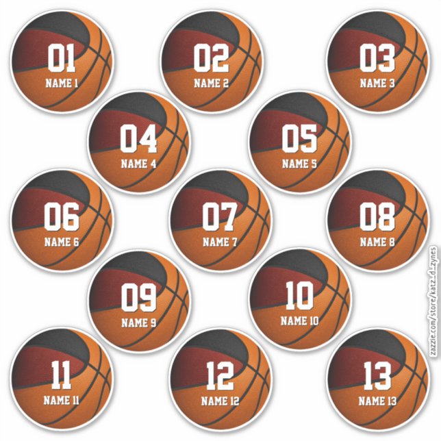 Sticker garçons filles marron noir de basket-ball ensemble (Devant)