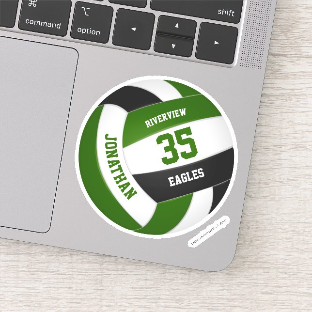 Sticker garçons filles vert noir équipe couleurs volley-ba (Détail)