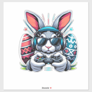 Sticker Garçons Joyeux Pâques Lapin Œuf Jeu Vidéo Enfants 