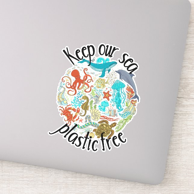 Sticker Garder notre mer Plastique Libre Turtle baleine (Détail)