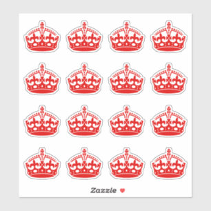 Sticker Gardez le calme rouge couronne