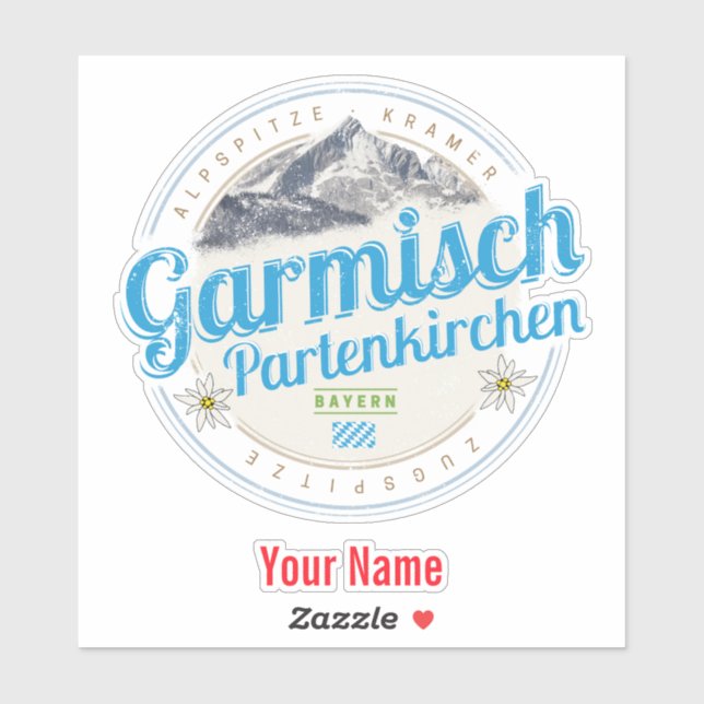 Sticker Garmisch Partenkirchen Bavière Alpes Vintages (Feuille)