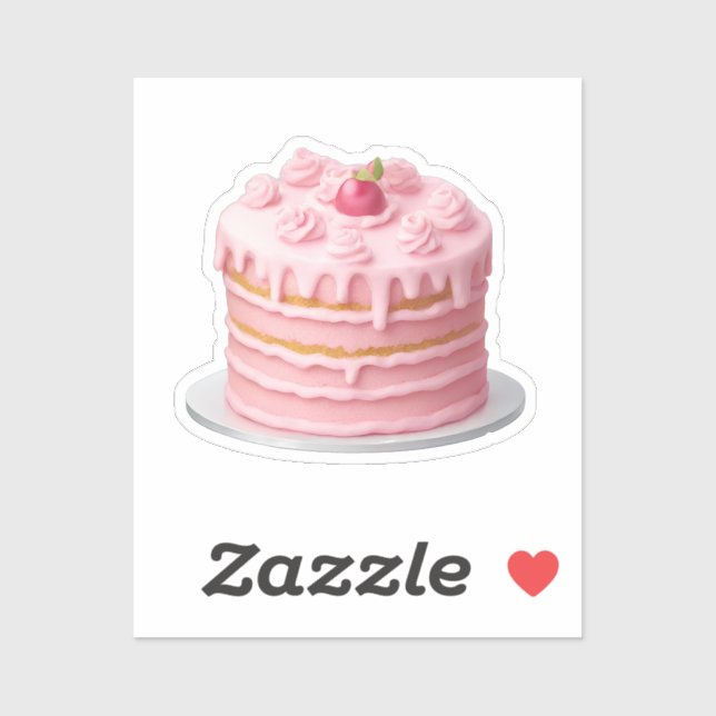 Sticker Gâteau à gouttes rose Emoji (Feuille)