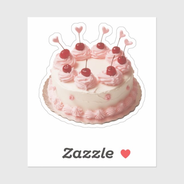 Sticker Gâteau aux cerises de Noël vintage (Feuille)