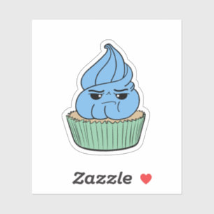 Sticker Gâteau Cupcake Bleu Grincheux