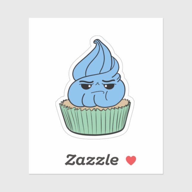 Sticker Gâteau Cupcake Bleu Grincheux (Feuille)