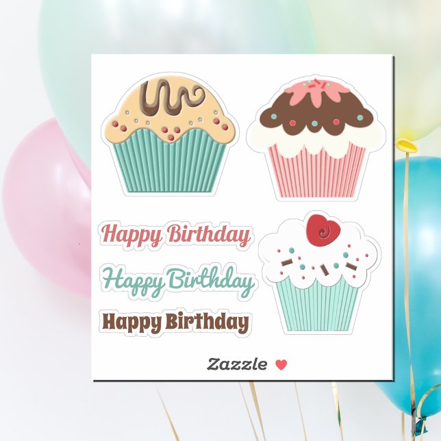 Sticker Gâteau Cupcake d'anniversaire à assortir (Créateur téléchargé)
